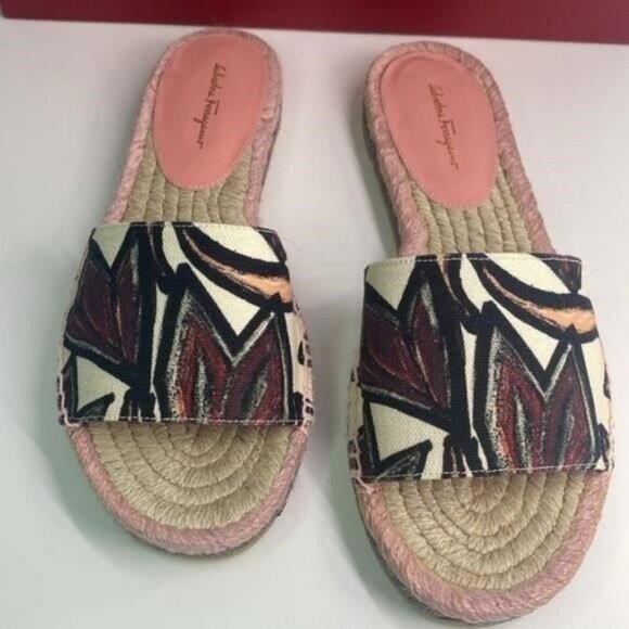 New Authentic FERRAGAMO Cabrera Espadrille Slide Sandal (Women) - Picture 6 of 13
